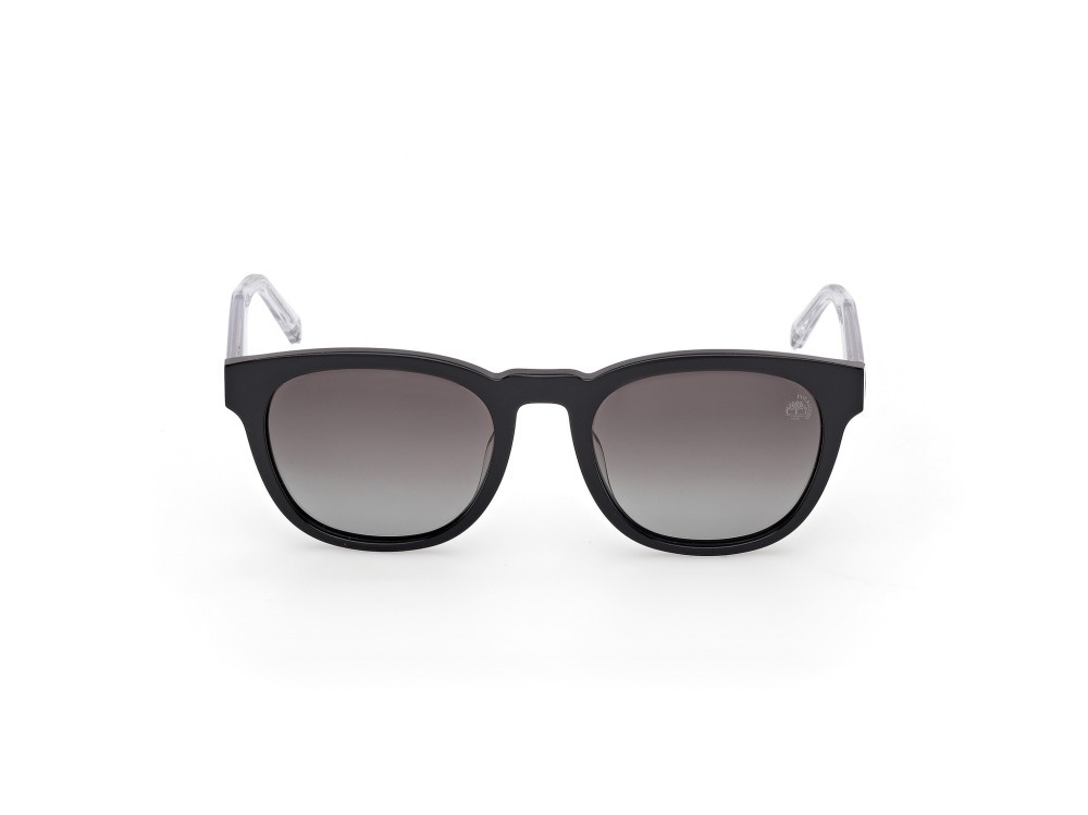 Sunglasses Timberland TB00060 (01D) color nero lucido - cristallo shape round lenses fumo polar.