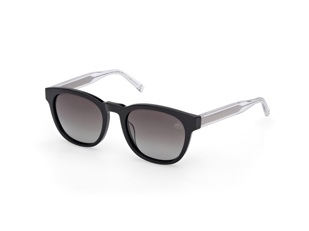 Sunglasses Timberland TB00060 (01D) color nero lucido - cristallo shape round lenses fumo polar.