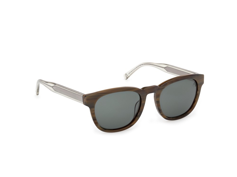 Sunglasses Timberland TB00060 (96R) color verde scuro lucido - cristallo shape round lenses verde polar.