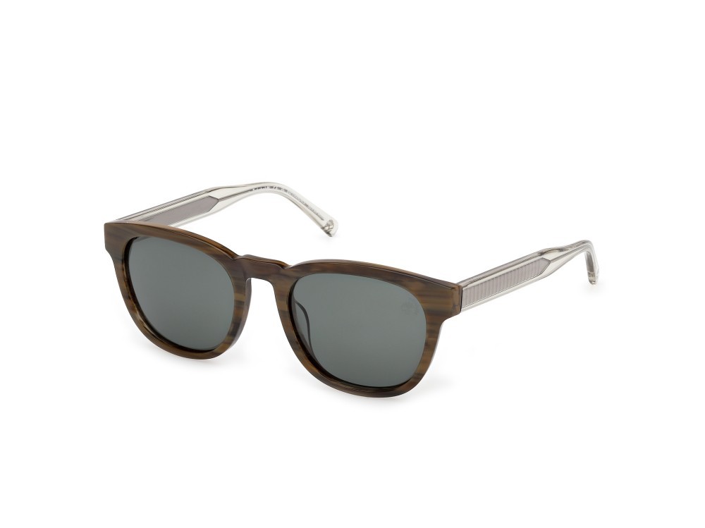 Sunglasses Timberland TB00060 (96R) color verde scuro lucido - cristallo shape round lenses verde polar.
