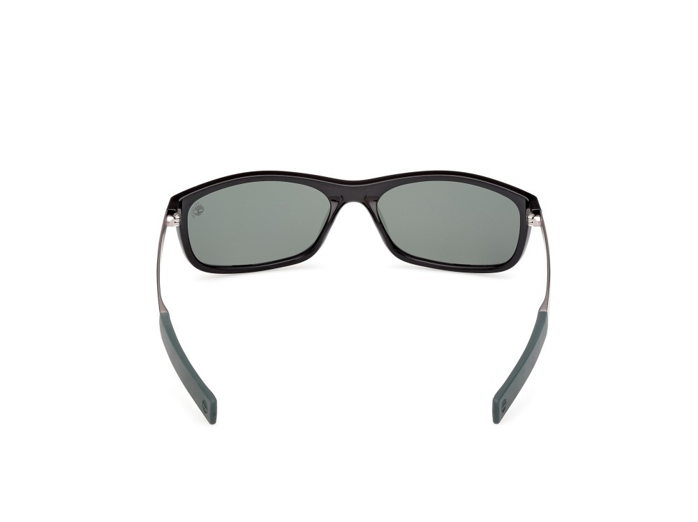 Sunglasses Timberland TB00062-H (01R) color nero lucido - antracite opaco shape rectangle lenses verde polar.