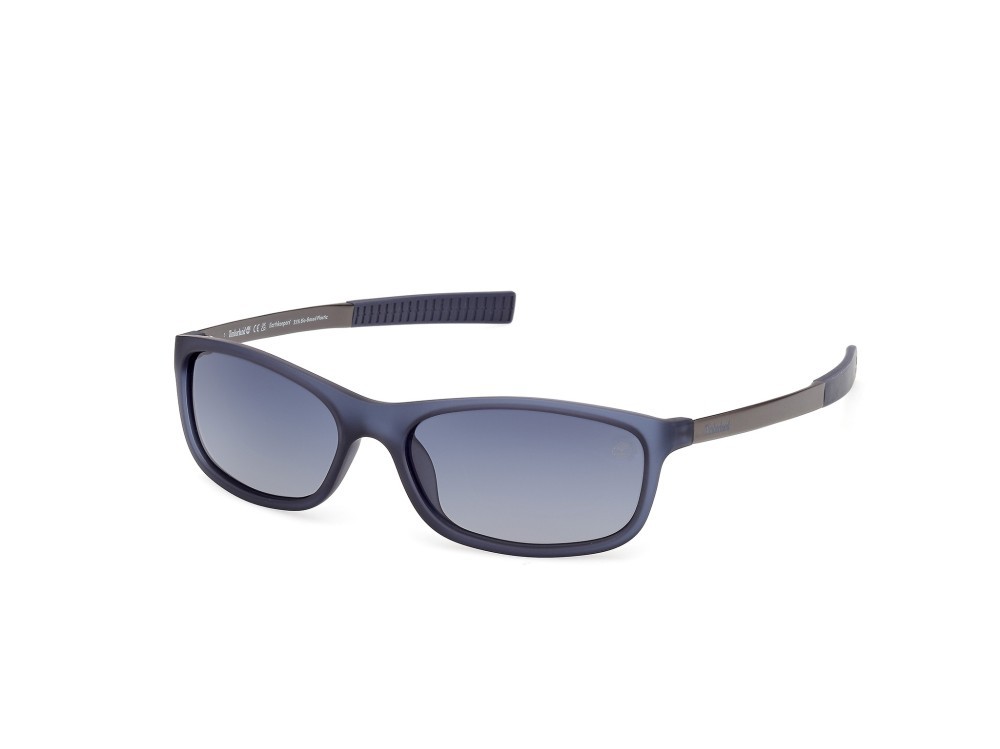 Sunglasses Timberland TB00062-H (91D) color blu opaco - rutenio scuro opaco shape rectangle lenses blu sfumato