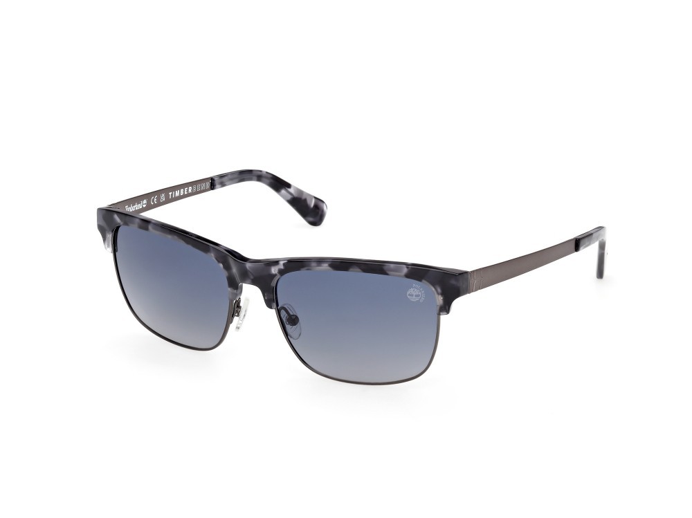 Sunglasses Timberland TB00063 (52D) color avana scura - rutenio scuro opaco shape rectangle lenses fumo polar.