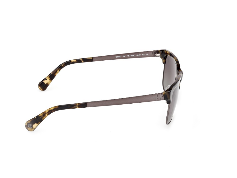 Sunglasses Timberland TB00063 (55D) color avana colorata - rutenio scuro opaco shape rectangle lenses fumo polar.
