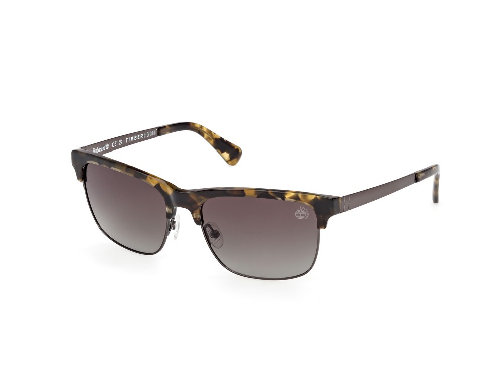 Sunglasses Timberland TB00063 (55D) color avana colorata - rutenio scuro opaco shape rectangle lenses fumo polar.