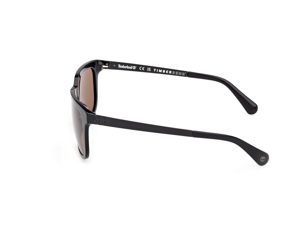 Sunglasses Timberland TB00064 (01H) color nero lucido - nero opaco shape rectangle lenses marrone polar.