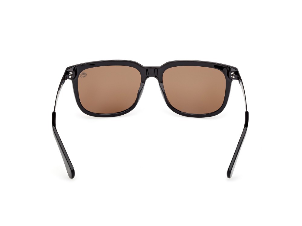 Sunglasses Timberland TB00064 (01H) color nero lucido - nero opaco shape rectangle lenses marrone polar.