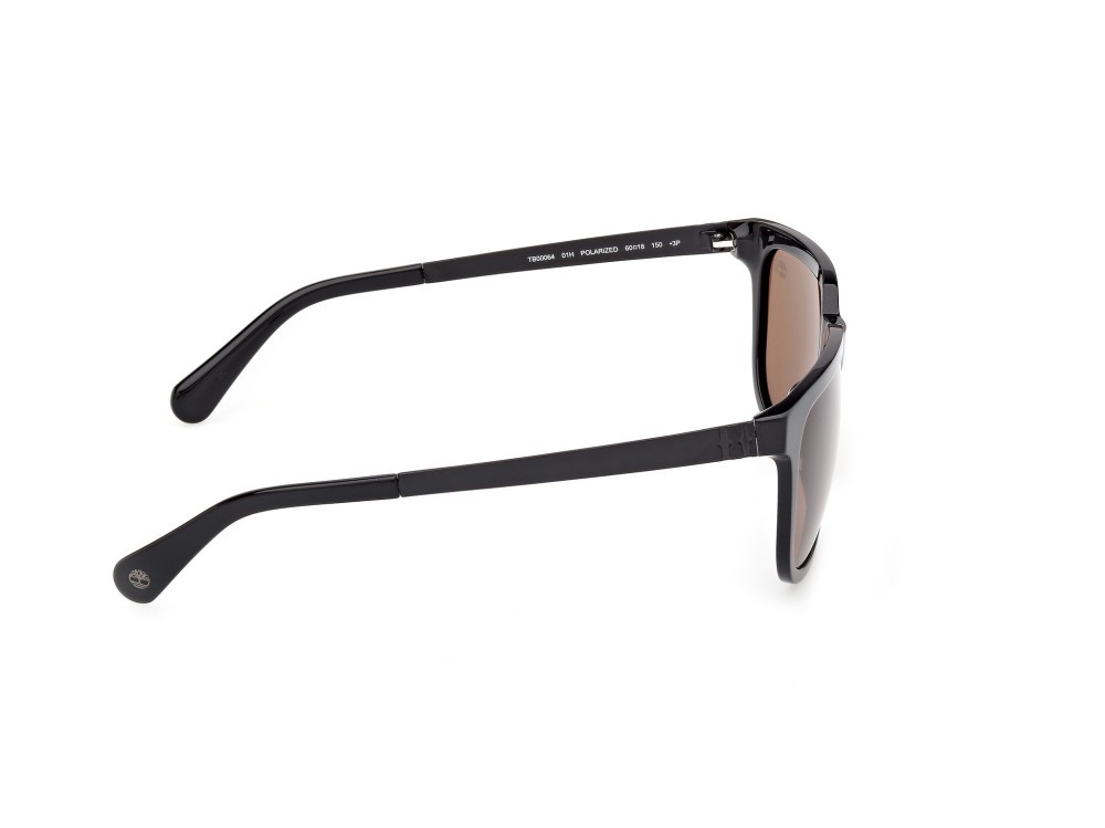 Sunglasses Timberland TB00064 (01H) color nero lucido - nero opaco shape rectangle lenses marrone polar.