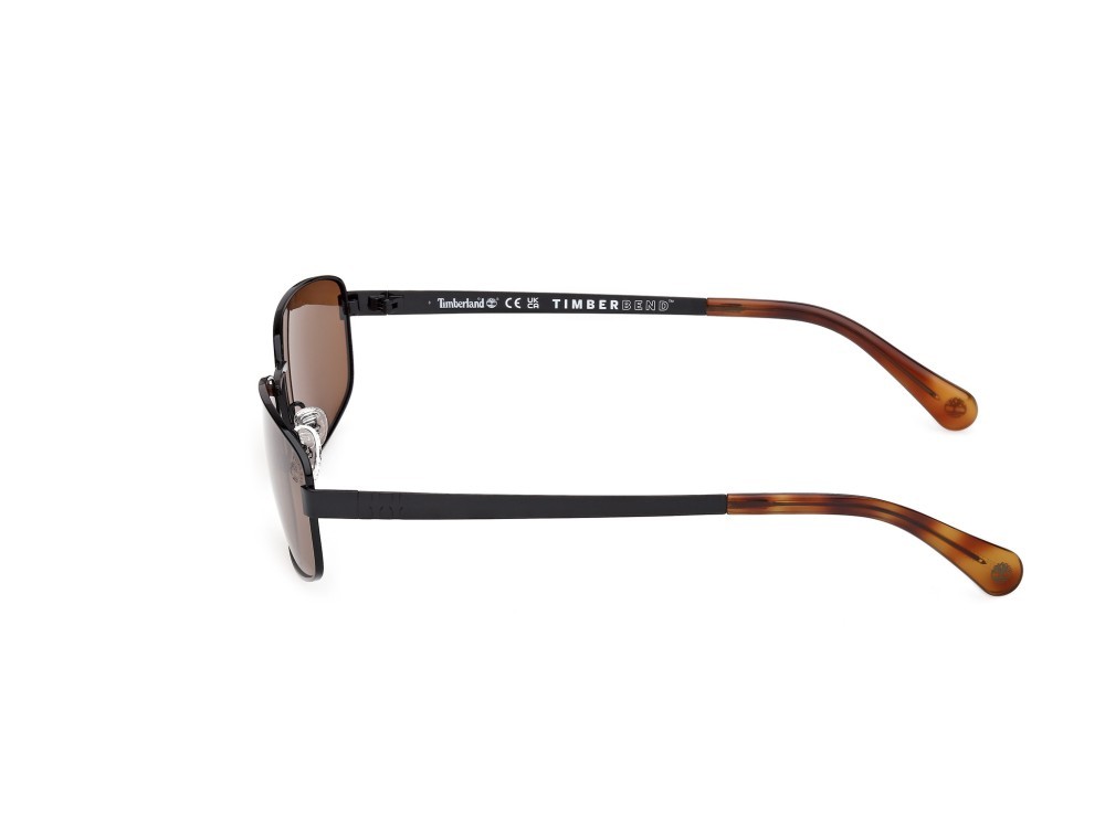Sunglasses Timberland TB00066 (01H) color nero lucido shape rectangle lenses marrone polar.