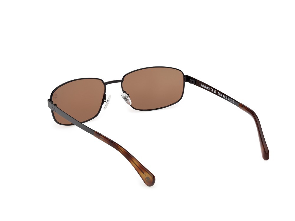Sunglasses Timberland TB00066 (01H) color nero lucido shape rectangle lenses marrone polar.