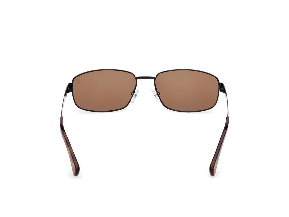 Sunglasses Timberland TB00066 (01H) color nero lucido shape rectangle lenses marrone polar.