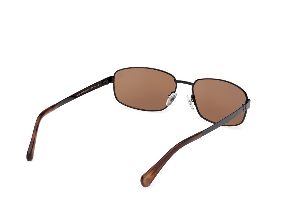 Sunglasses Timberland TB00066 (01H) color nero lucido shape rectangle lenses marrone polar.