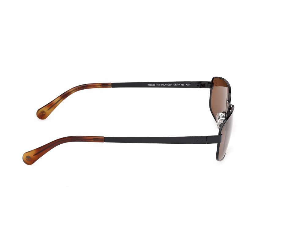 Sunglasses Timberland TB00066 (01H) color nero lucido shape rectangle lenses marrone polar.