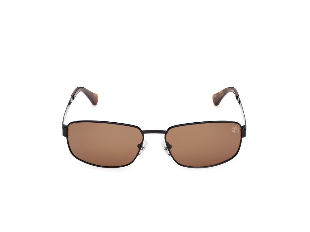 Sunglasses Timberland TB00066 (01H) color nero lucido shape rectangle lenses marrone polar.