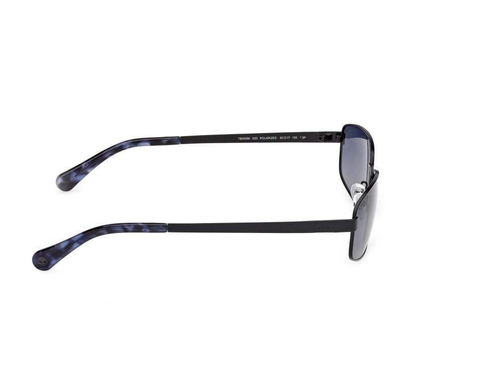 Sunglasses Timberland TB00066 (02D) color nero opaco shape rectangle lenses fumo polar.