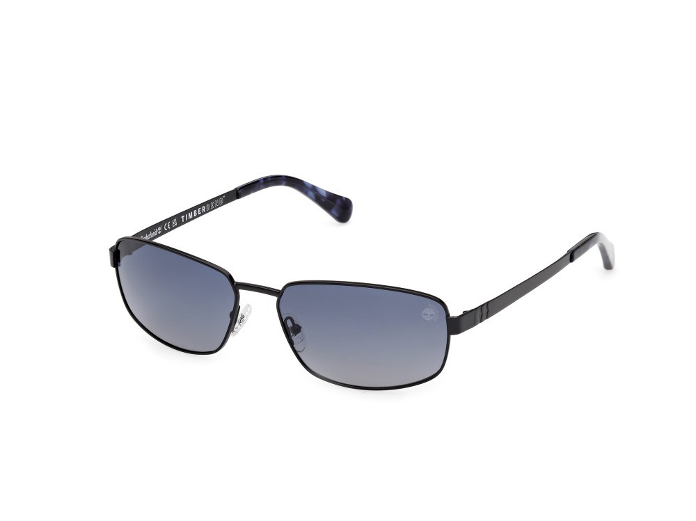 Sunglasses Timberland TB00066 (02D) color nero opaco shape rectangle lenses fumo polar.