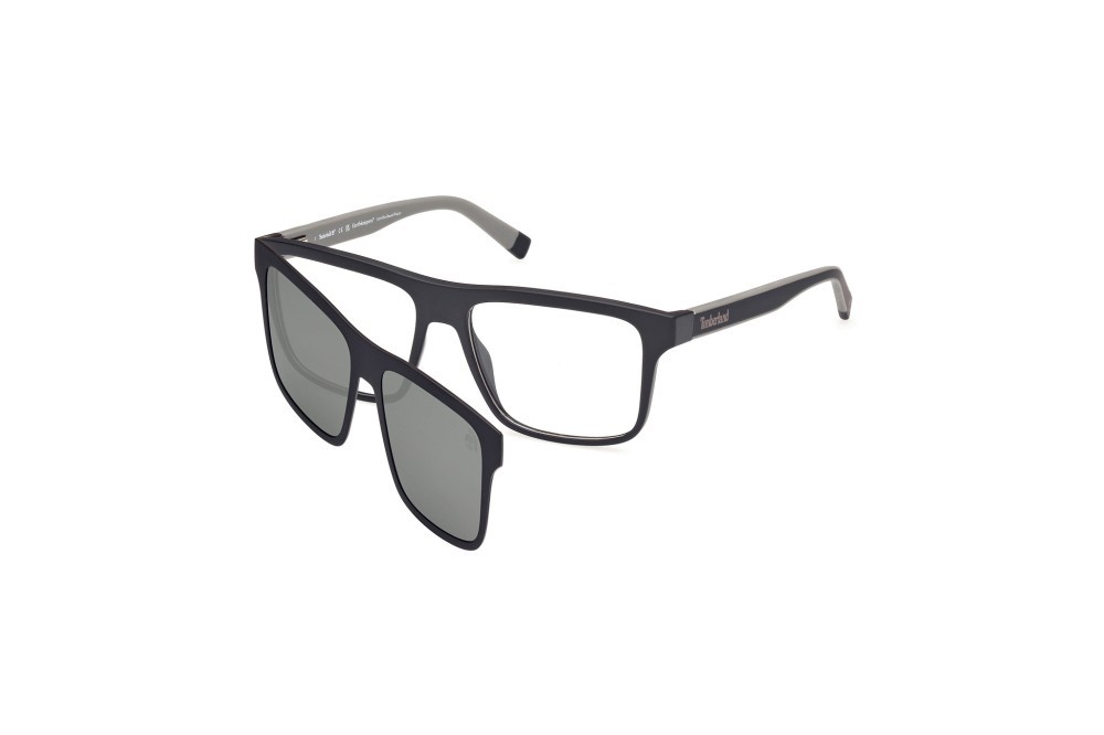 Occhiali da vista Timberland TB50008 (002) + clip-on colore nero opaco forma rettangolare 