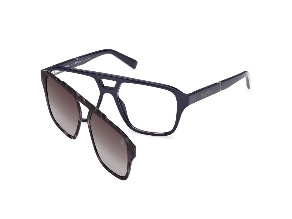 Occhiali da vista Timberland TB50085 (090) + clip-on colore blu lucido forma navigator 