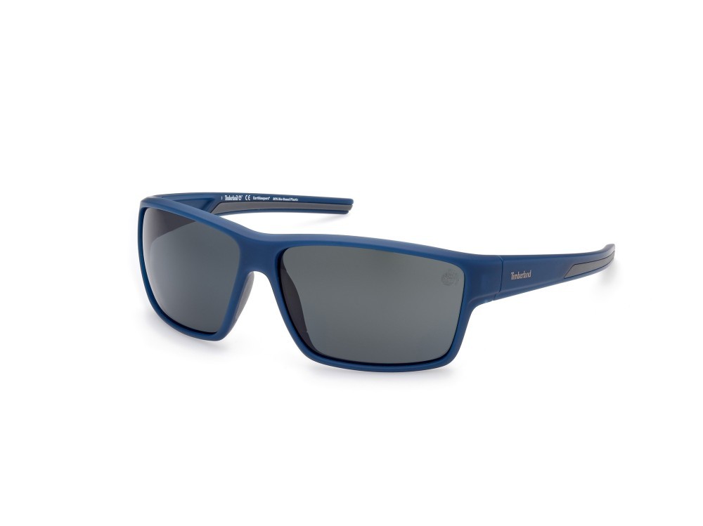 Occhiali da sole Timberland TB9277 (91D) colore blu opaco forma rettangolare lenti fumo polar.