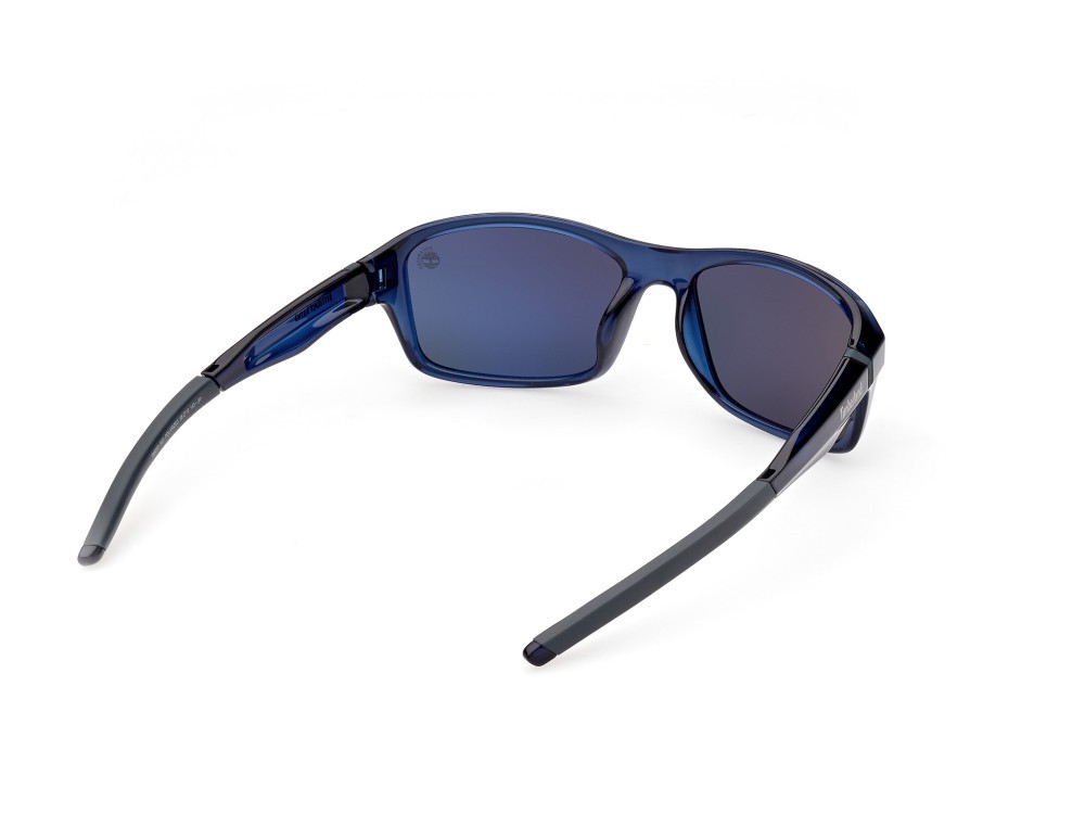 Occhiali da sole Timberland TB9293 (90D) colore blu lucido forma rettangolare lenti fumo polar.