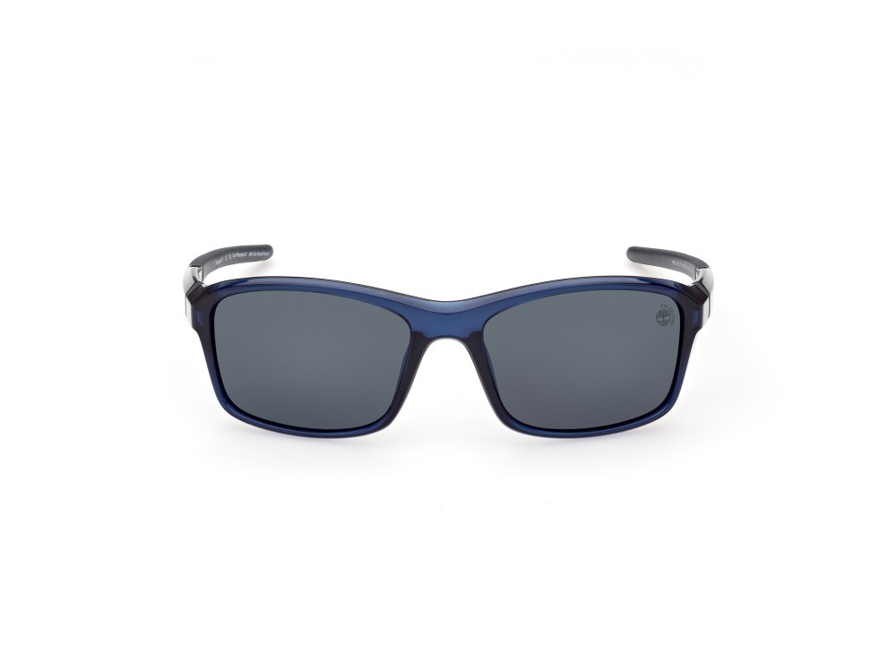 Occhiali da sole Timberland TB9293 (90D) colore blu lucido forma rettangolare lenti fumo polar.