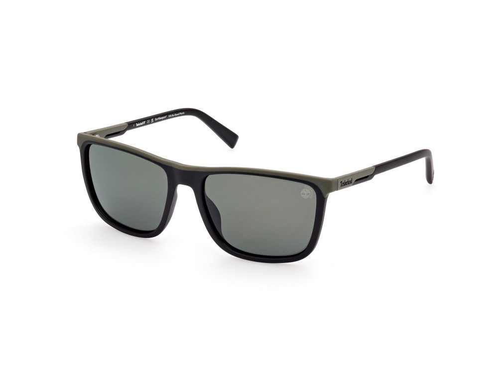 Sonnenbrillen Timberland TB9302 (02R) farbe nero opaco form quadratisch gläser verde polar.