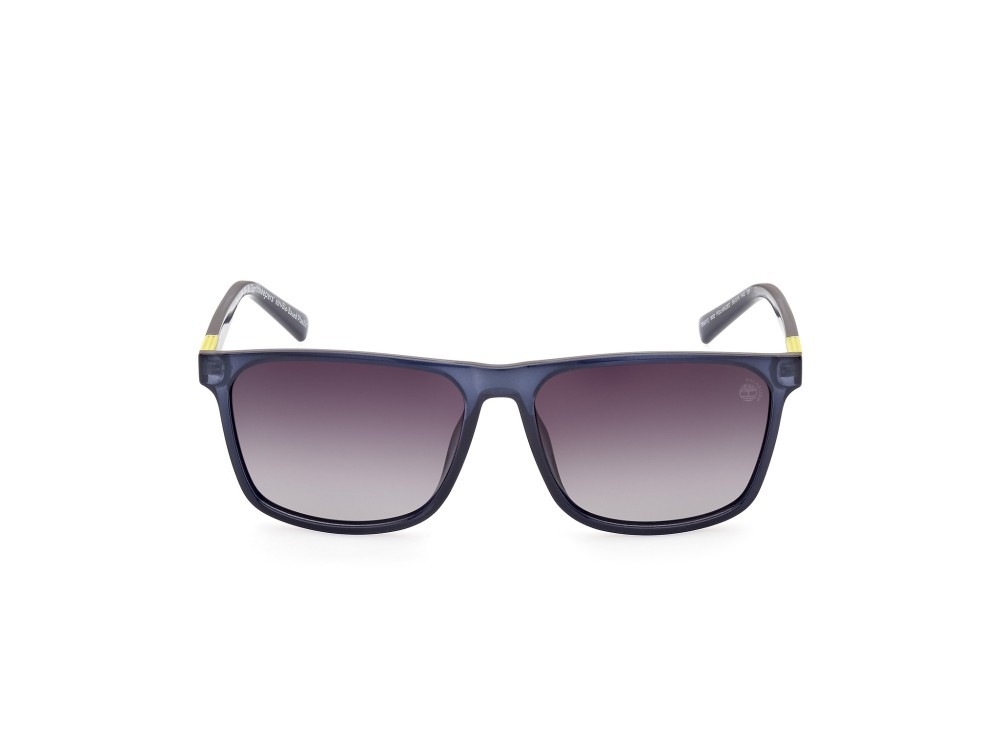 Occhiali da sole Timberland TB9312 (90D) colore blu lucido forma rettangolare lenti fumo polar.