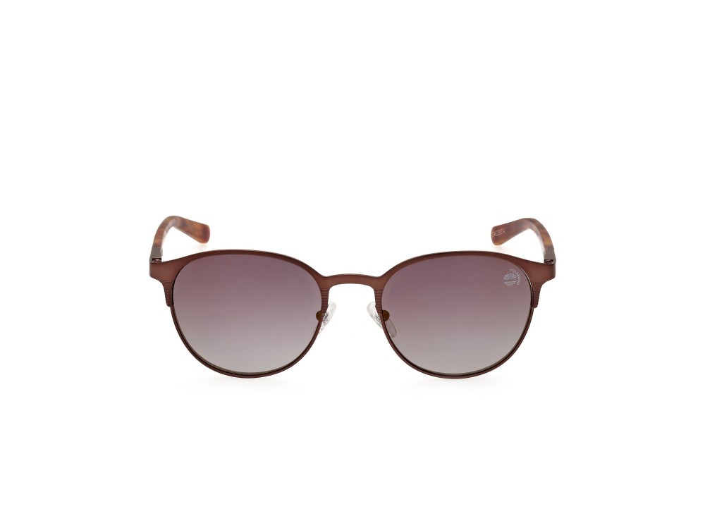 Occhiali da sole Timberland TB9313 (49D) colore marrone scuro opaco forma rotondo lenti fumo polar.