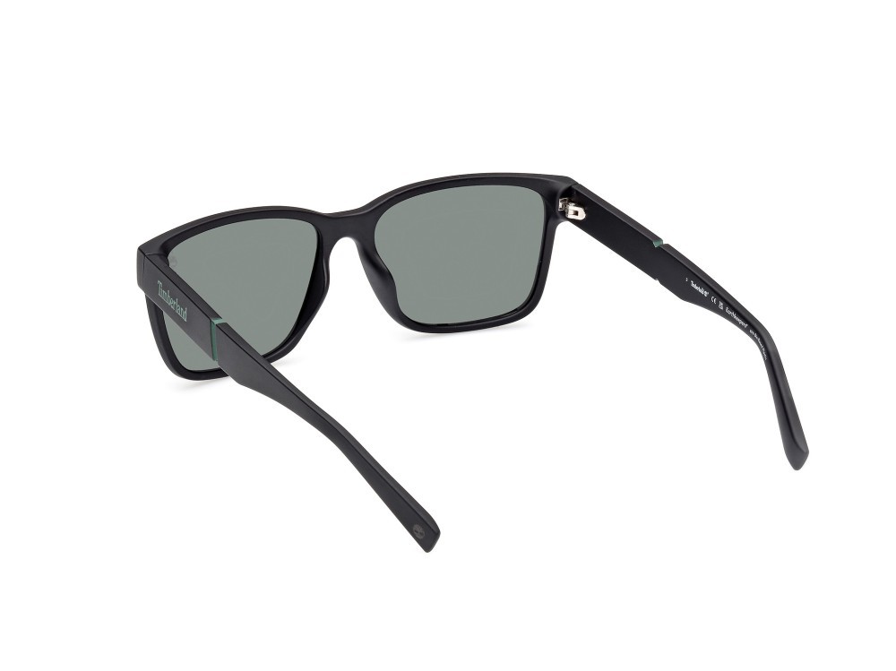 Occhiali da sole Timberland TB9335-H (02R) colore nero opaco forma rettangolare lenti verde polar.