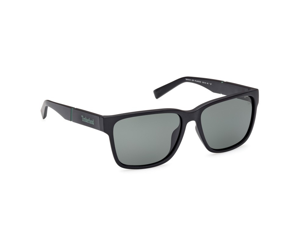 Occhiali da sole Timberland TB9335-H (02R) colore nero opaco forma rettangolare lenti verde polar.