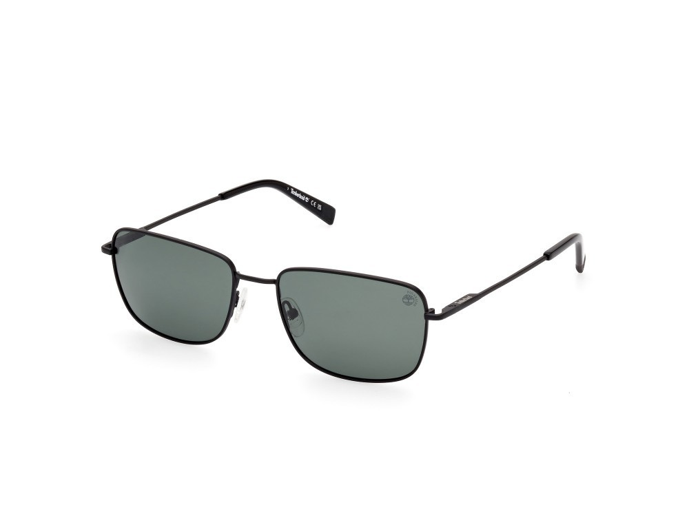 Occhiali da sole Timberland TB9338 (02R) colore nero opaco forma quadrato lenti verde polar.