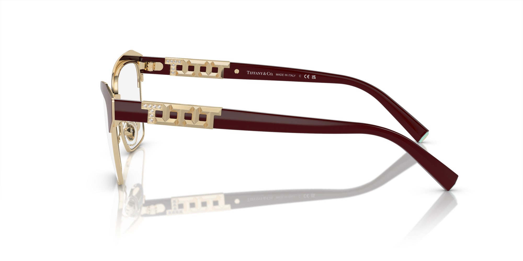 Eyeglasses Tiffany TF 1156B (6185) color bordeaux su oro pallido shape square lenses lente demo
