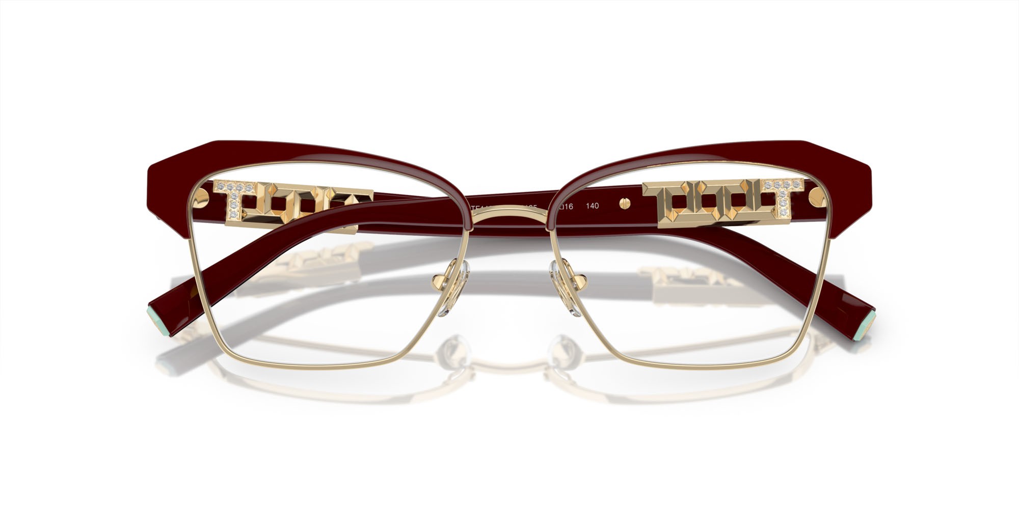 Eyeglasses Tiffany TF 1156B (6185) color bordeaux su oro pallido shape square lenses lente demo