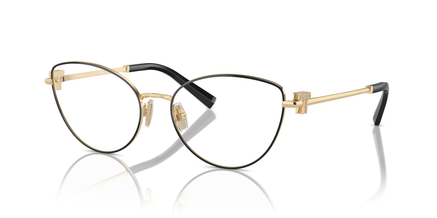 Eyeglasses Tiffany TF 1159B (6164) color nero su oro pallido shape cat eye lenses lente demo