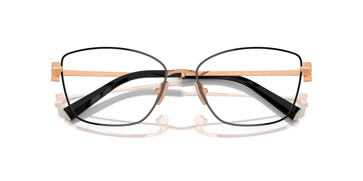 Eyeglasses Tiffany TF 1160B (6162) color black on rose gold shape butterfly lenses lente demo