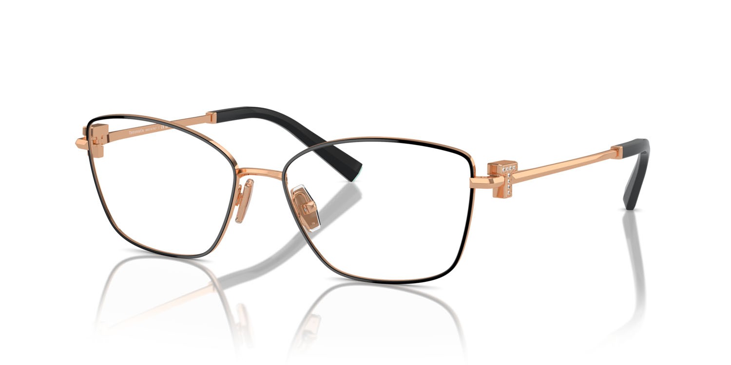 Eyeglasses Tiffany TF 1160B (6162) color black on rose gold shape butterfly lenses lente demo
