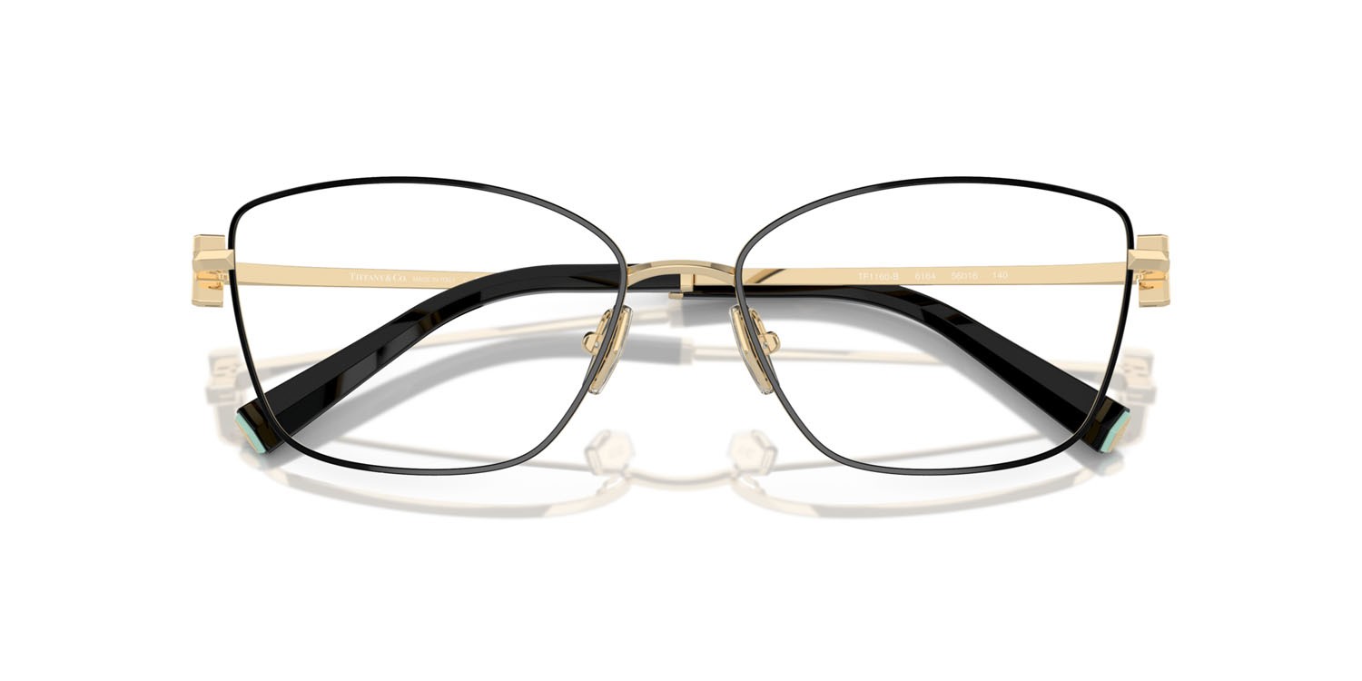 Eyeglasses Tiffany TF 1160B (6164) color nero su oro pallido shape butterfly lenses lente demo