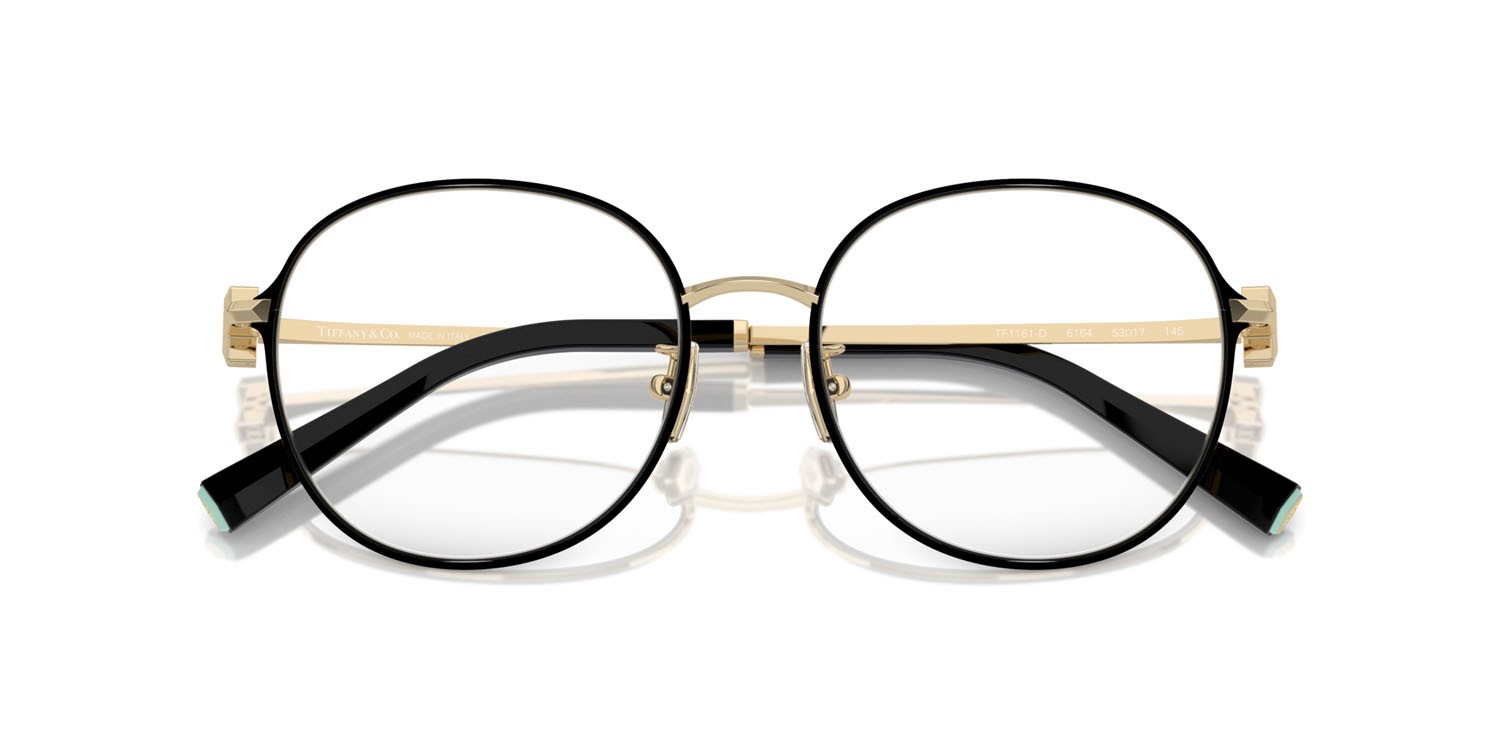 Eyeglasses Tiffany TF 1161D (6164) color nero su oro pallido shape round lenses lente demo