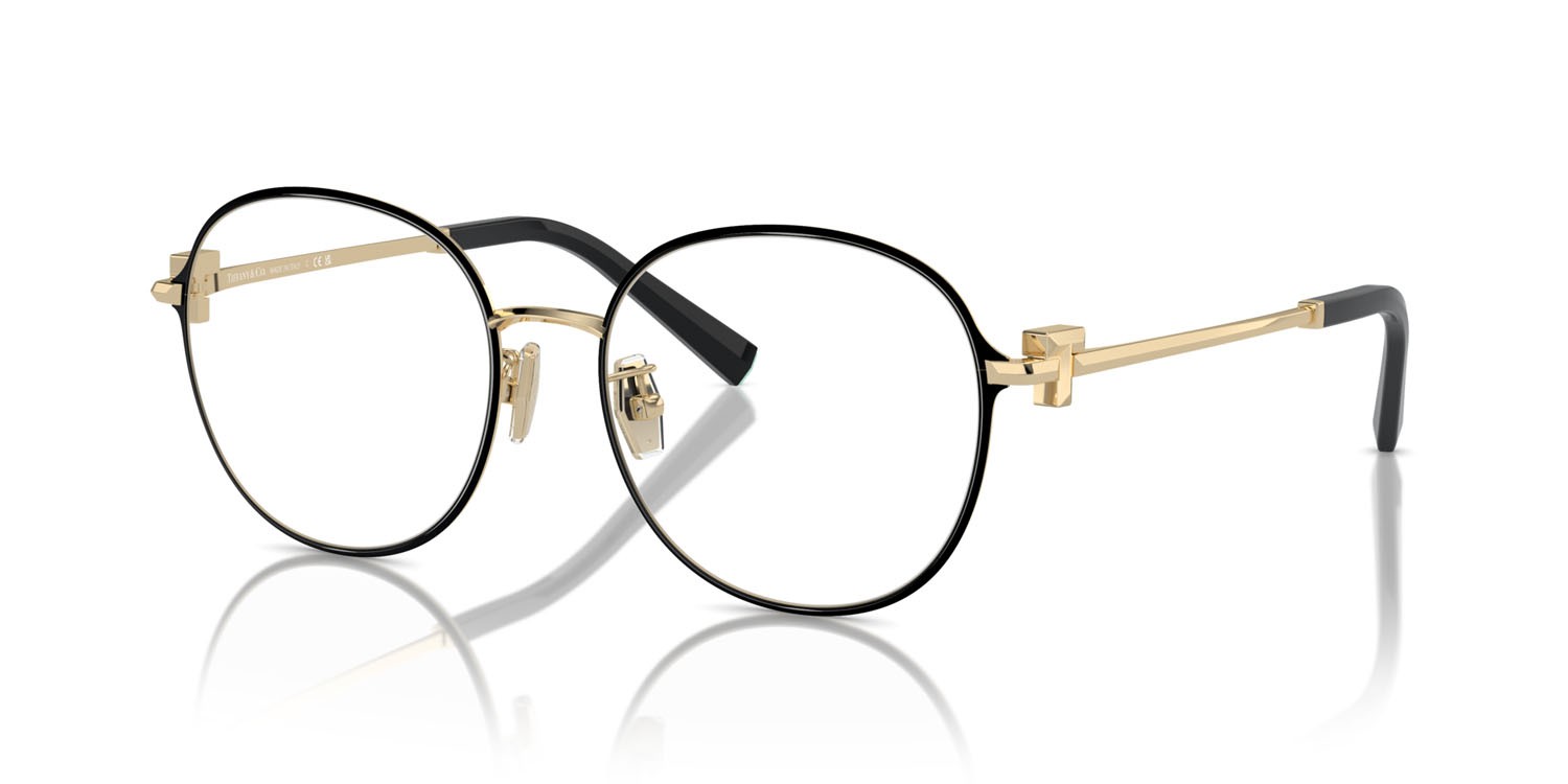 Eyeglasses Tiffany TF 1161D (6164) color nero su oro pallido shape round lenses lente demo