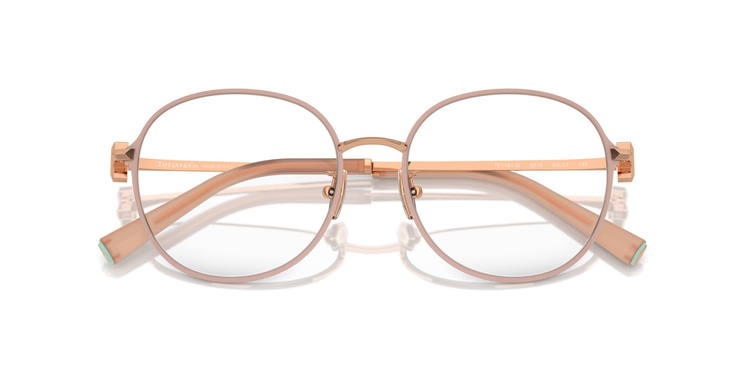 Eyeglasses Tiffany TF 1161D (6215) color pink on rose gold shape round lenses lente demo