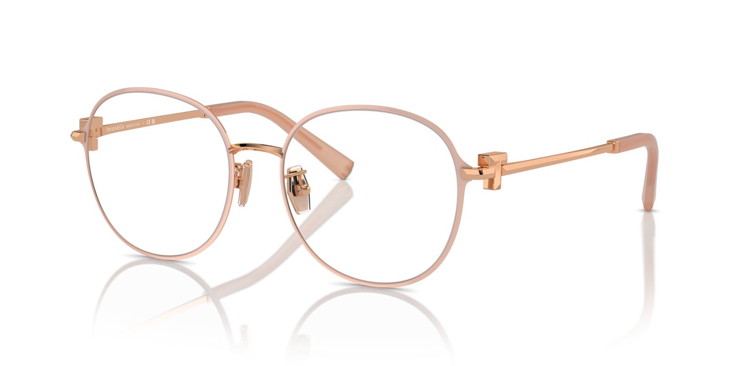 Eyeglasses Tiffany TF 1161D (6215) color pink on rose gold shape round lenses lente demo