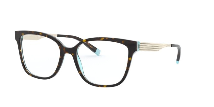 Eyeglasses Tiffany TF 2189 (8275) color havana/white/blue shape square lenses demo lens