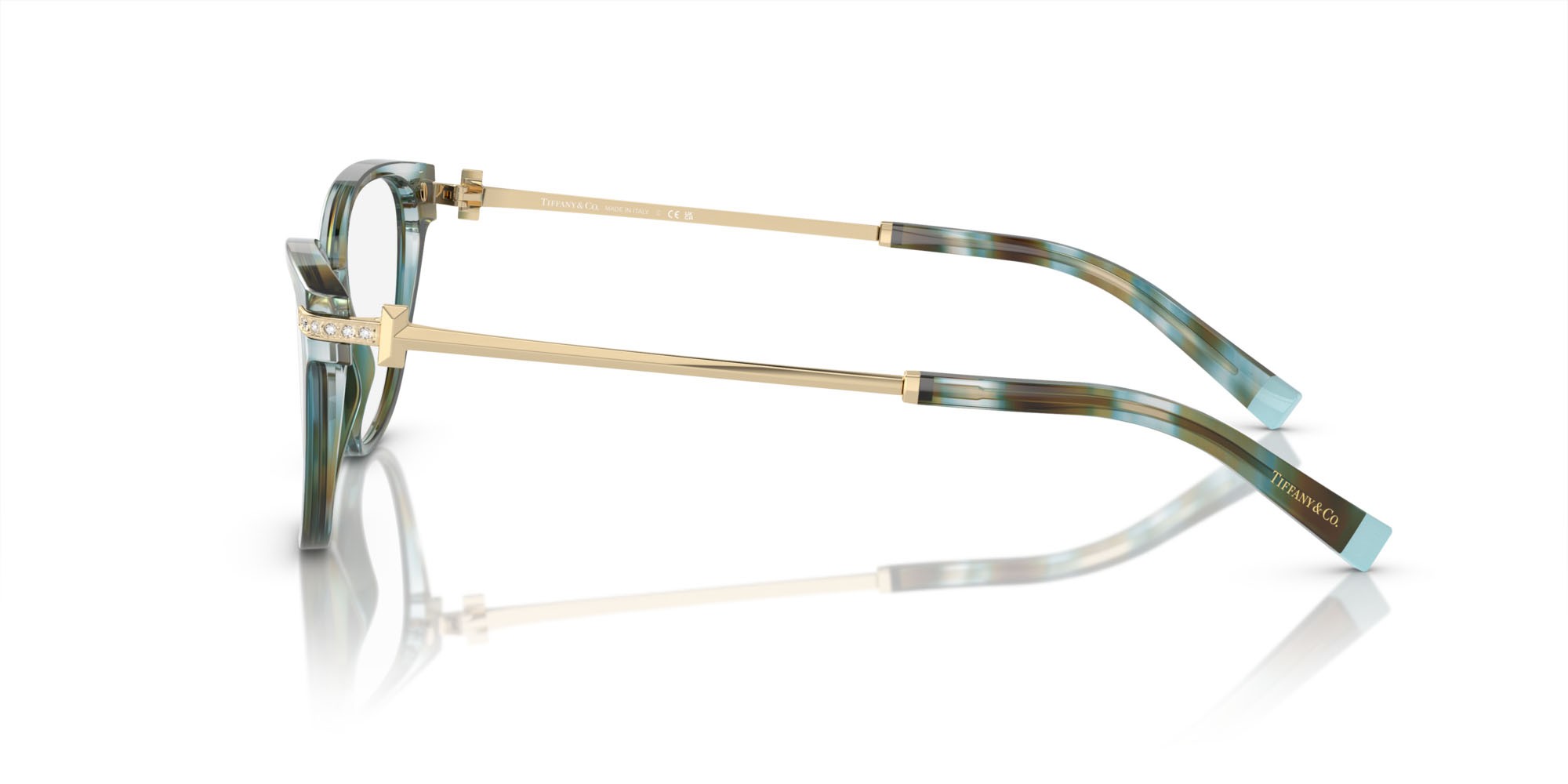 Eyeglasses Tiffany TF 2223B (8124) color ocean turquoise shape cat eye lenses lente demo