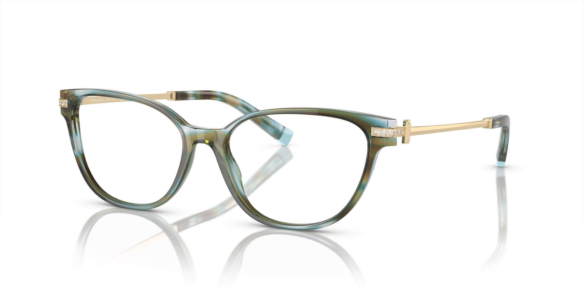 Eyeglasses Tiffany TF 2223B (8124) color ocean turquoise shape cat eye lenses lente demo