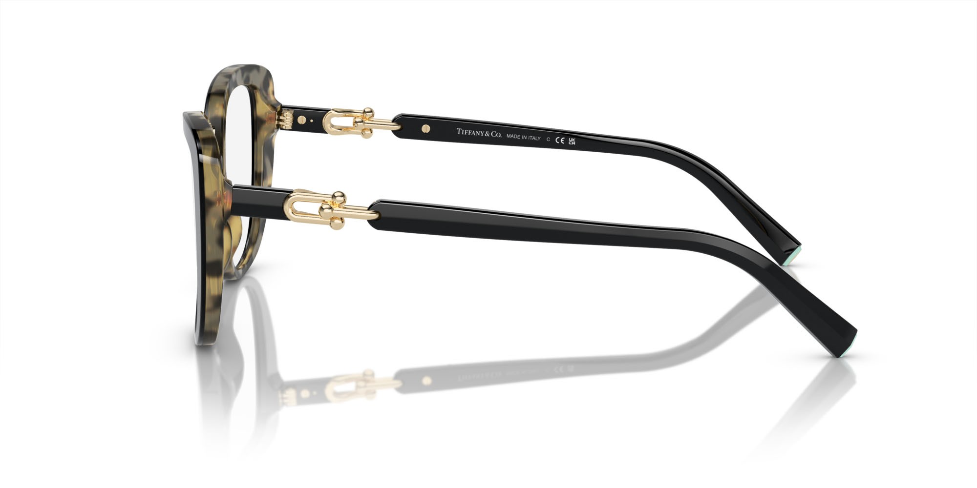 Occhiali da vista Tiffany TF 2242 (8256) colore nero su havana giallo forma cat eye lenti lente demo
