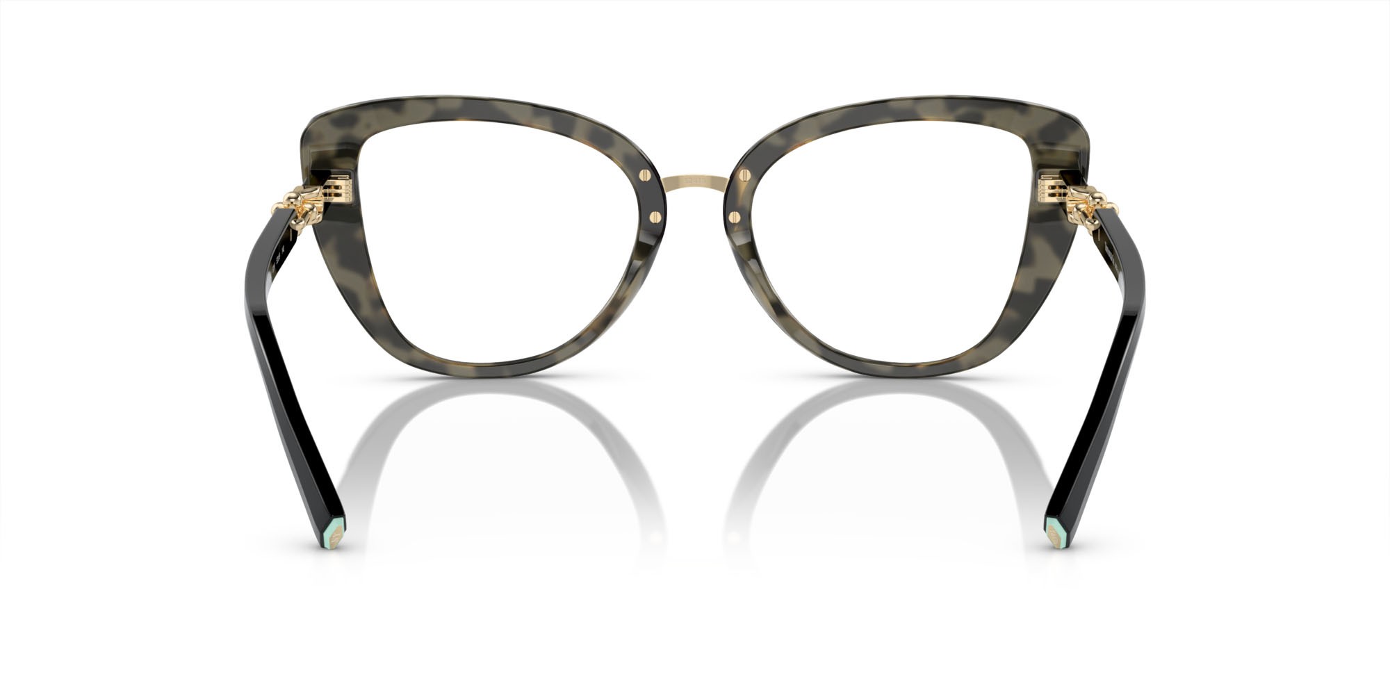 Occhiali da vista Tiffany TF 2242 (8256) colore nero su havana giallo forma cat eye lenti lente demo