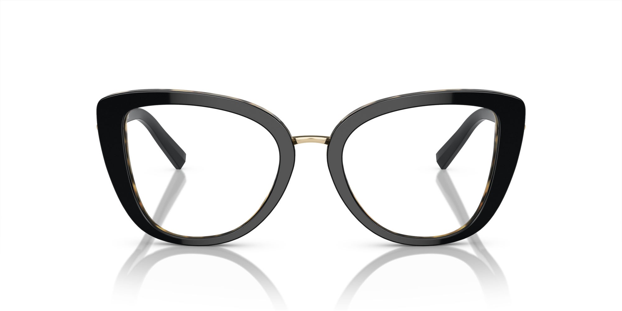 Occhiali da vista Tiffany TF 2242 (8256) colore nero su havana giallo forma cat eye lenti lente demo