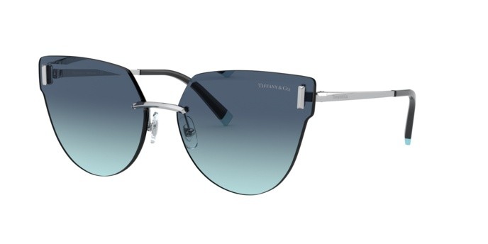Sunglasses Tiffany TF 3070 (60019S) color silver shape irregular lenses azure gradient blue