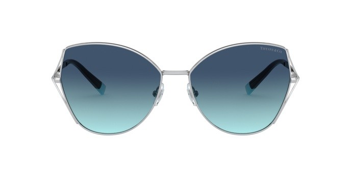 Sonnenbrillen Tiffany TF 3072 (60019S) farbe silver form schmetterling gläser azure gradient blue