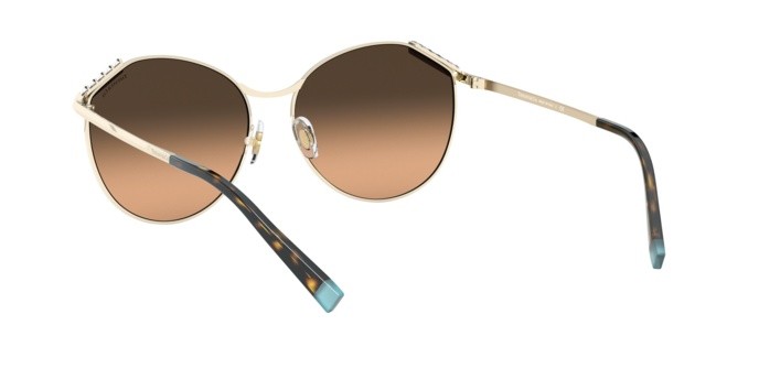 Sonnenbrillen Tiffany TF 3073B (60213B) farbe pale gold form rund gläser brown gradient silver mirror